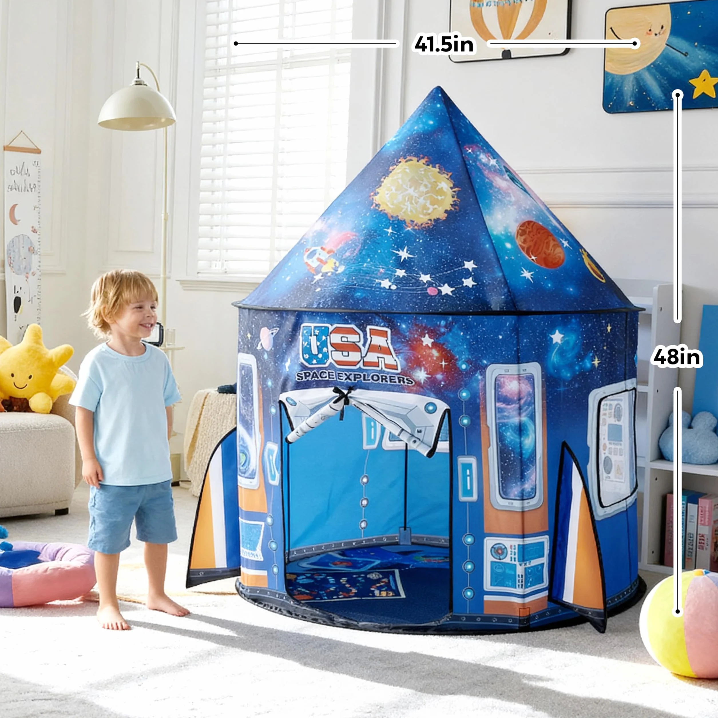 Joyin Tenda da gioco spaziale per bambini – Tenda da gioco fantasiosa con motivo spaziale interattivo