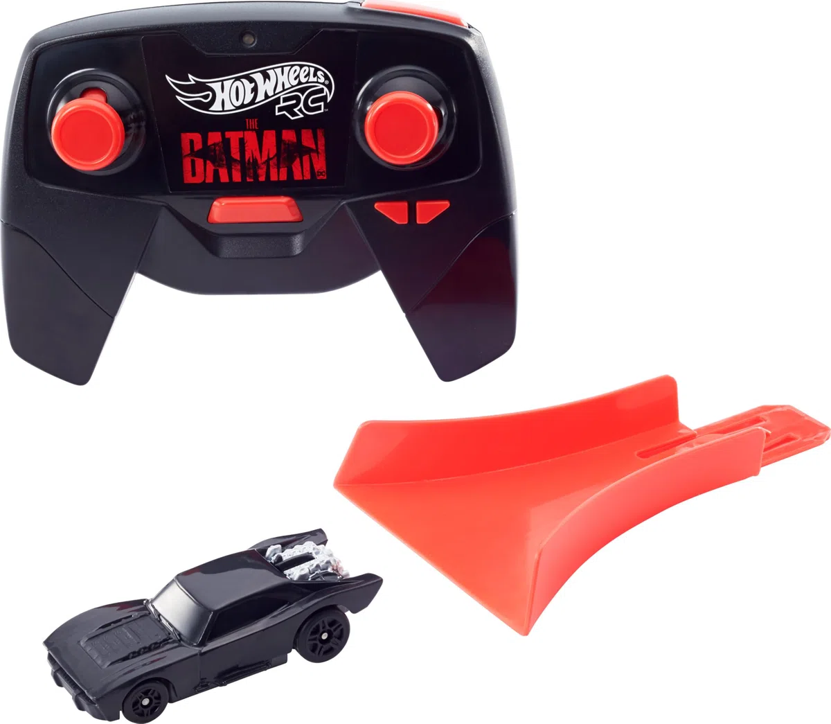 Hot Wheels - R/C Batmobile di Batman in Scala 1:64, Veicolo Radiocomandato con Controller USB Ricaricabile, Corse su Pista o Fuori Pista, Giocattolo per Bambini 5+ Anni, HBL43