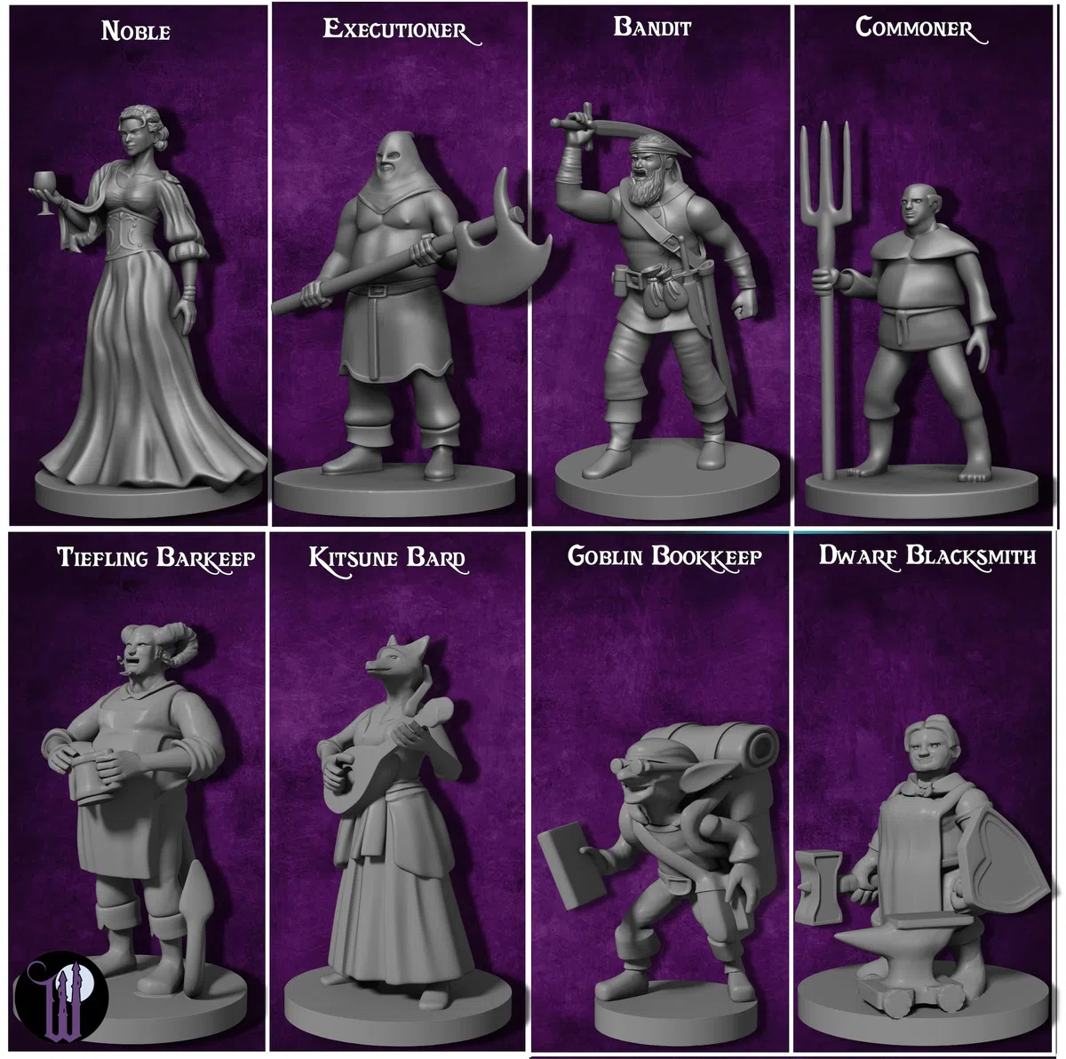 Starter set di 29 miniature Wildspire del gioco da tavolo fantasy di DND, non dipinte, personaggi non giocanti, statuette da dipingere, accessori per DND e Pathfinder, motivo cittadini comuni
