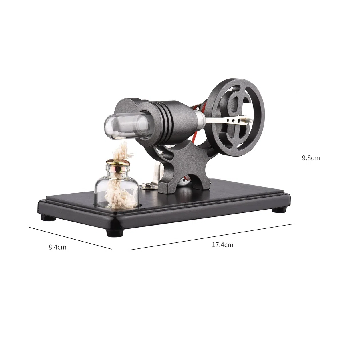 Mini motore Stirling, kit di motore stirling ad aria calda, generatore di corrente con luce LED, design volano dollaro, esperimento scientifico con base in faggio, per insegnanti e scuola