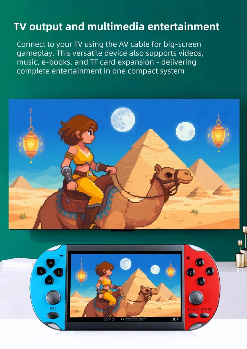 Console per videogiochi portatile YHFITN con schermo IPS da 4,3" - Giochi integrati, supporto uscita TV, con batteria ricaricabile, divertimento classico per tutte le età