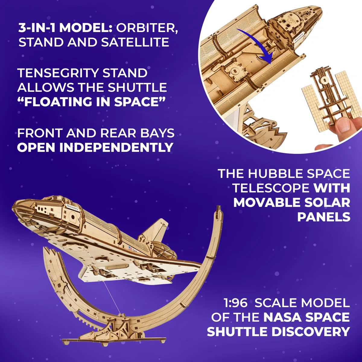 UGEARS Space Shuttle Discovery della NASA - Puzzle 3D Legno Adulti da Costruire - Modellino Navicella Spaziale in Legno Meccanico - Ideale per Fan di Modellismo Navicella Spaziale e Puzzle in Legno 3D
