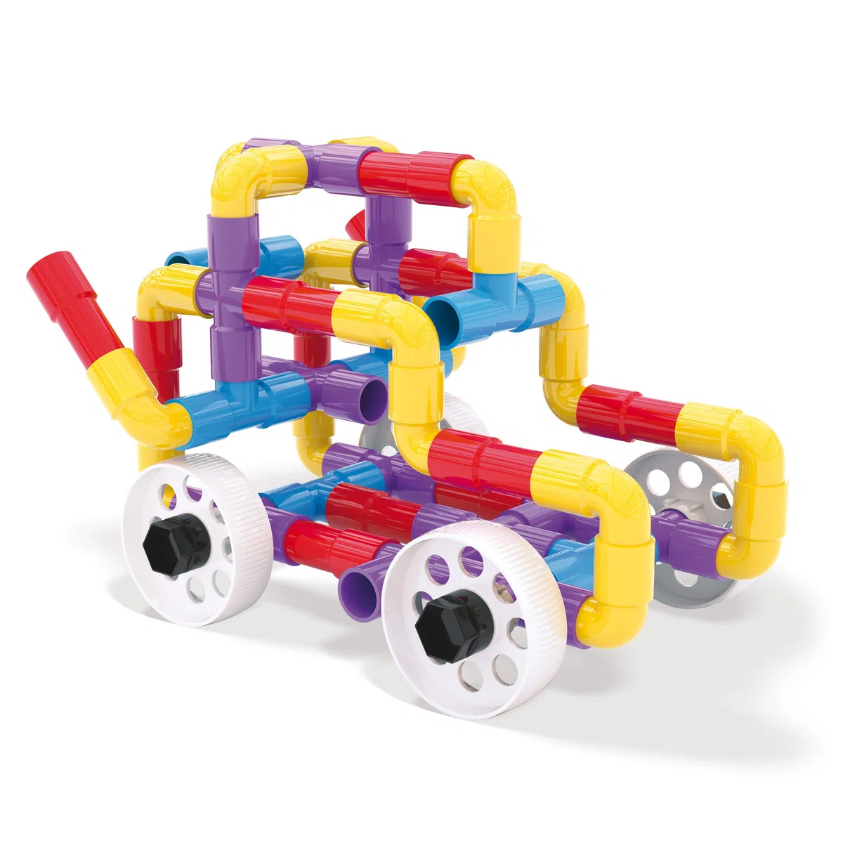 Quercetti Tubation Wheels 68 Pezzi, Giochi Bambini 3 Anni, Costruzioni per Bambini 3 Anni con Tubi Colorati e Ruote, Giochi Educativi e Giochi Creativi, Giochi per Bambini, Made in Italy