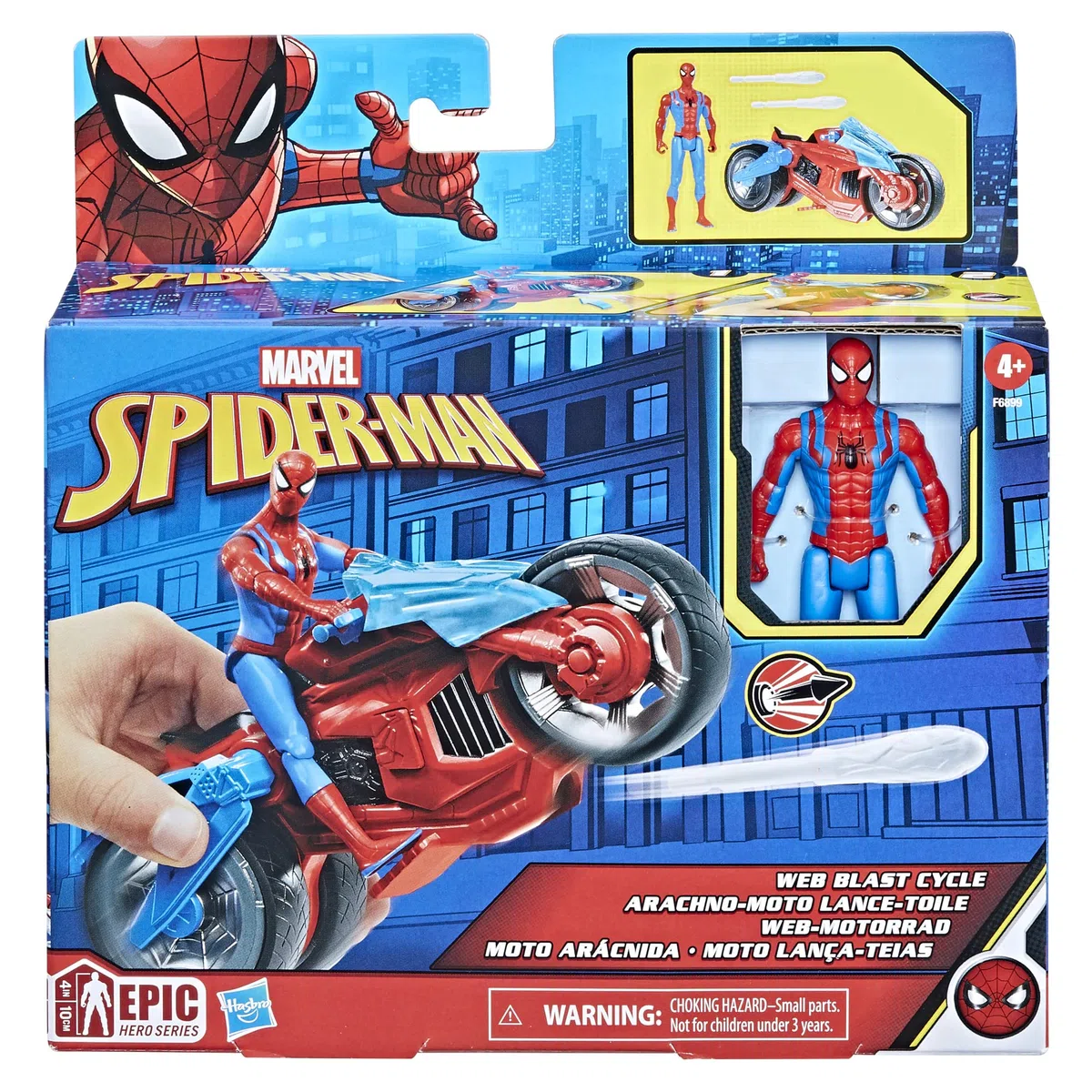 Spider-Man Hasbro Marvel, Motocicletta Spara-Ragnatele, set con action figure da 10 cm e 2 colpi di ragnatela