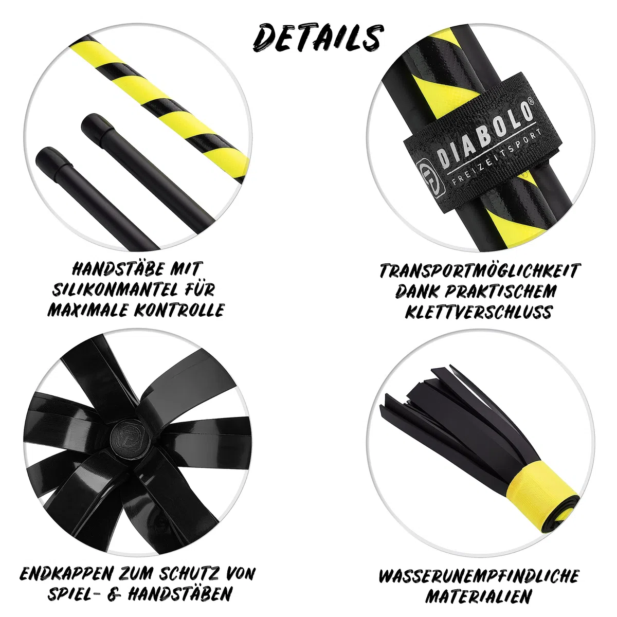 Diabolo Freizeitsport Diabolo Recreation Sport Flowerstick Basic (Giallo), Giocoleria con Bacchette, Attrezzi da Giocoleria, per Principianti