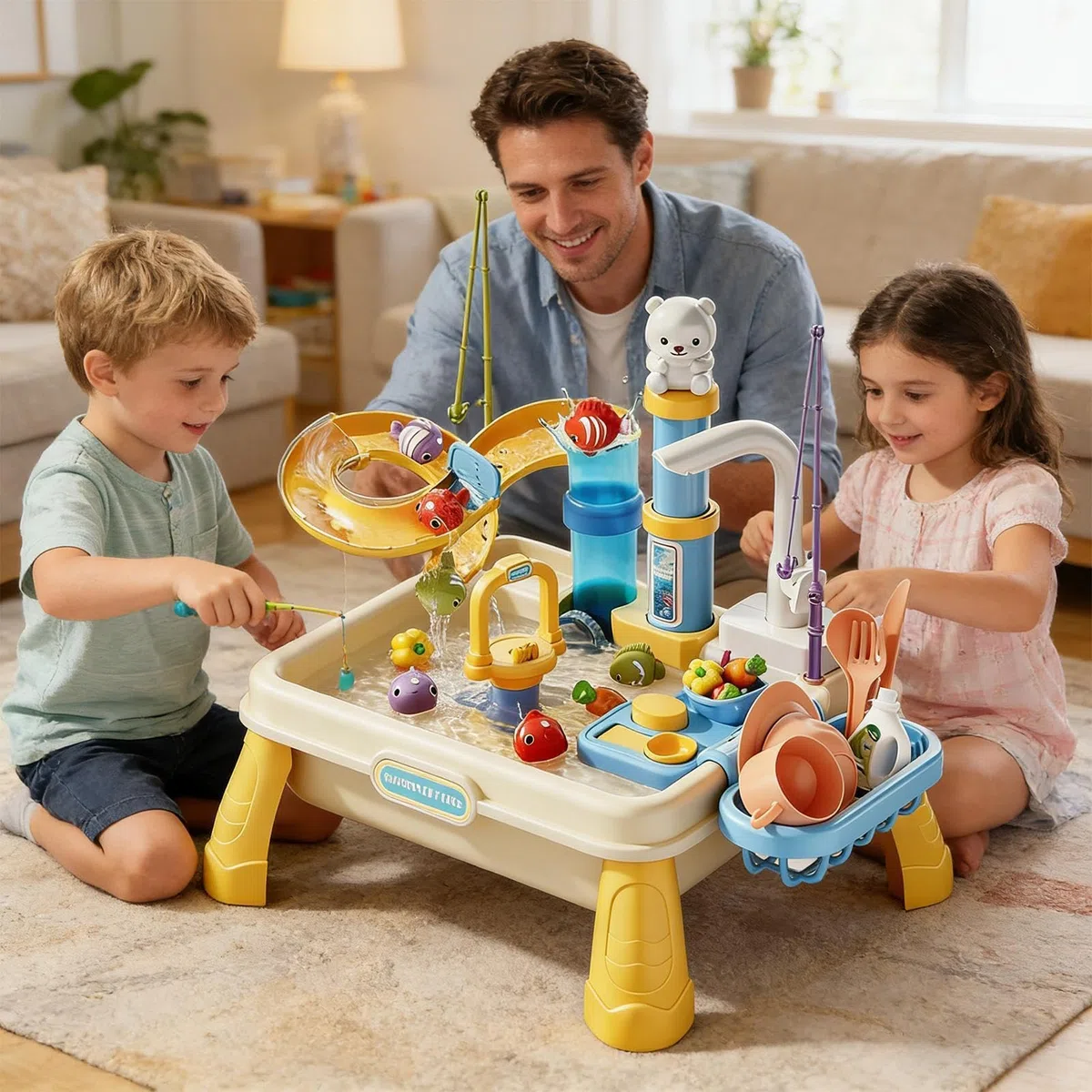Tavolo Con Sabbia E Acqua - Bacino Con Pompa Elettrica, Set Da Gioco Sensoriale Di Dimensioni 46x28x30 Cm, Centri Gioco Educativi Nel Cortile, Robusta Stazione Per Spruzzi In ABS | Giocattolo