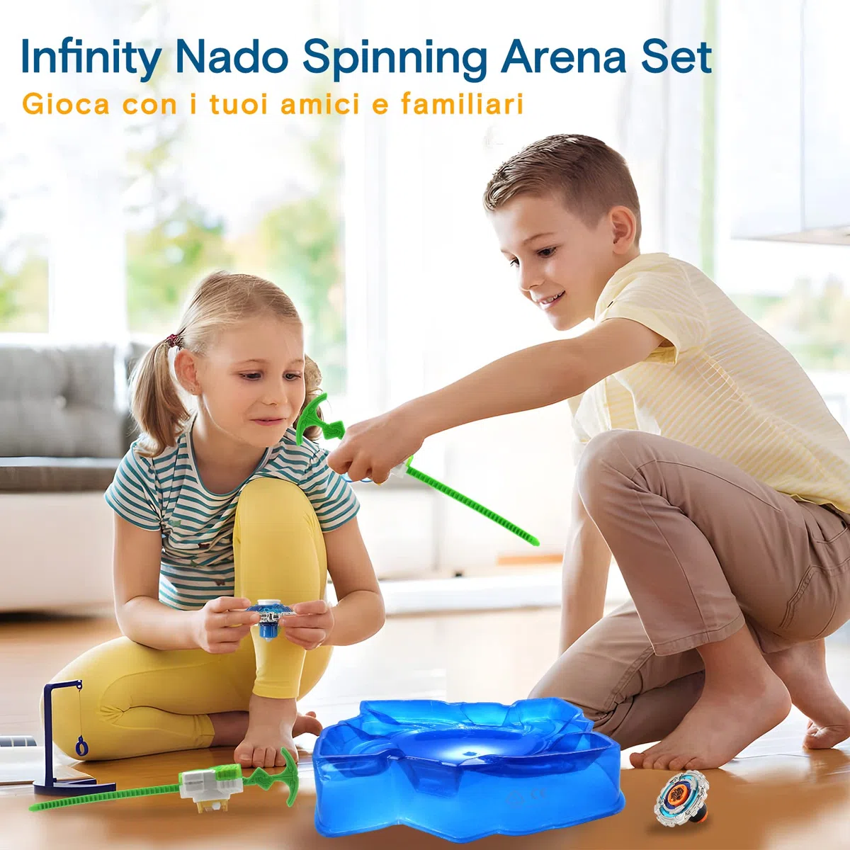 Infinity Nado Trottola Bambini - 2 Pezzi Trottole da Combattimento, Trottole Gyro Spinners Burst con Lanciatore, Giocattolo Bambino 5 6 7 Anni, Modalità Fusion/Dispersione