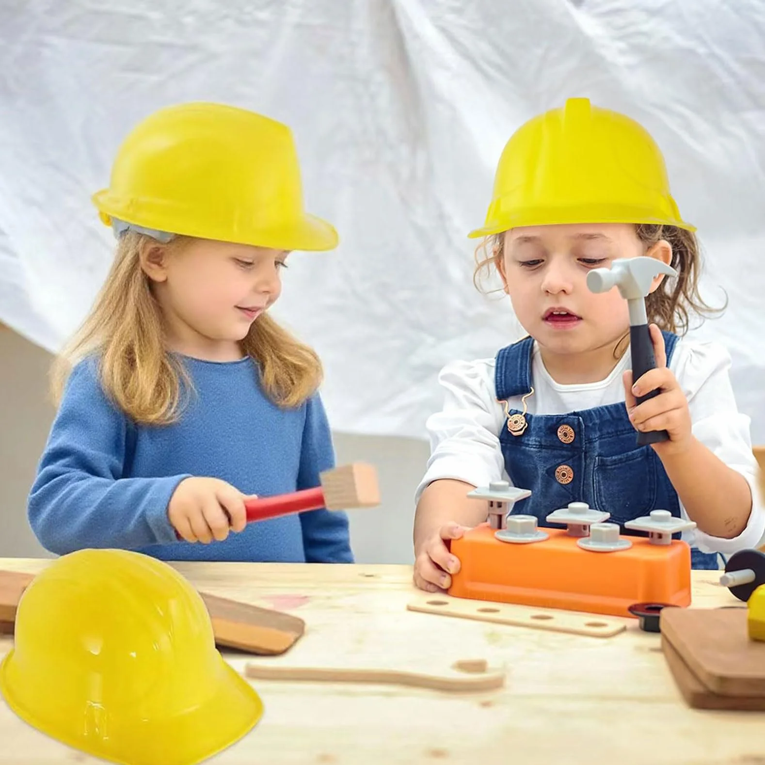 12 pezzi casco da costruzione per bambini, giallo per lavoratori edili, set di casco da costruzione, riutilizzabile, morbido casco da cantiere, per feste a tema di costruzione, compleanni