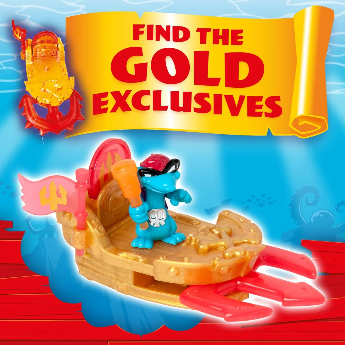 PIRATIX ADVENTURE WORLD - Serie Shark Treasure, display con 12 Sea Speeder, barca monoposto Piratix, Piratix sorpresa, accessorio cristallo, tesoro effetto cristallo