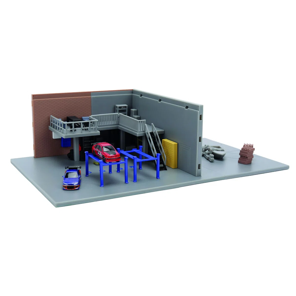 Jada, Fast & Furious Nano Palcoscenico Garage di Han, set di riprese a scala 4 cm, include 2 auto con carrozzeria in metallo, ruote libere e gomma, pareti rimovibili, +8 anni (9336403314R00)