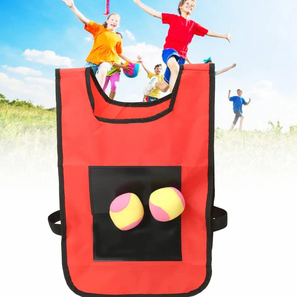 2 Pezzi Gioco Dodgeball Gilet da Gioco, Dodgeball Set di Giochi da Giardino Dodgeball Sfera Appiccicosa di Destinazione con 10 PCS Palline di Ovatta per Bambini Indoor Outdoor (Rosso + Blu)
