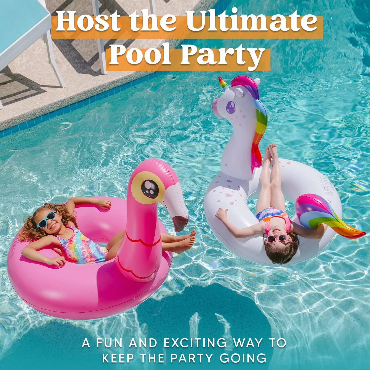 JOYIN 2 Cavalcabile Fenicotteri Gonfiabili, Unicorno Gonfiabili Piscine Adulti Bambini Galleggiante per Piscina, Giochi per Piscina per Beach Party Feste Ferragosto Vacanze Estive