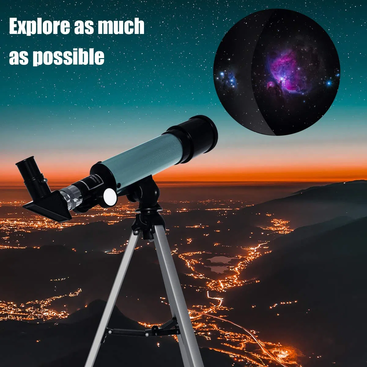 Telescopio astronomico per bambini, telescopio astronomico professionale 90X con treppiede, 2 oculari di ingrandimento, lente di Barlow 1,5x, giocattoli educativi per bambini