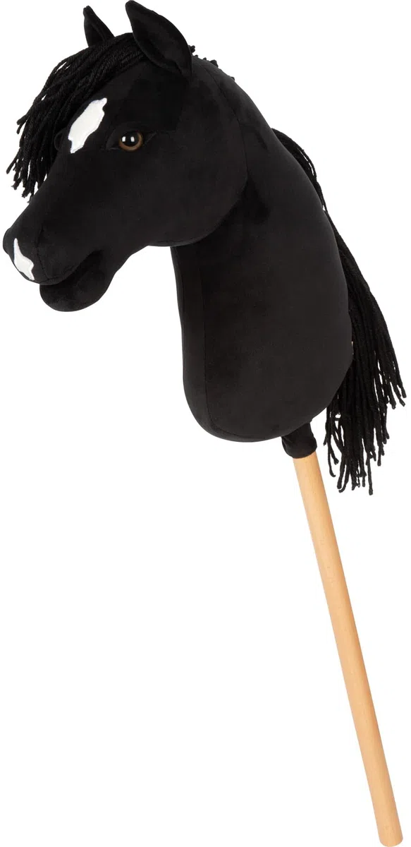 small foot Hobby Horse nero "Eddie", cavalluccio con bastone in legno rimovibile e chioma acconciabile, con capezza, lunghina e briglia, per bambini dai 3 anni, 12716