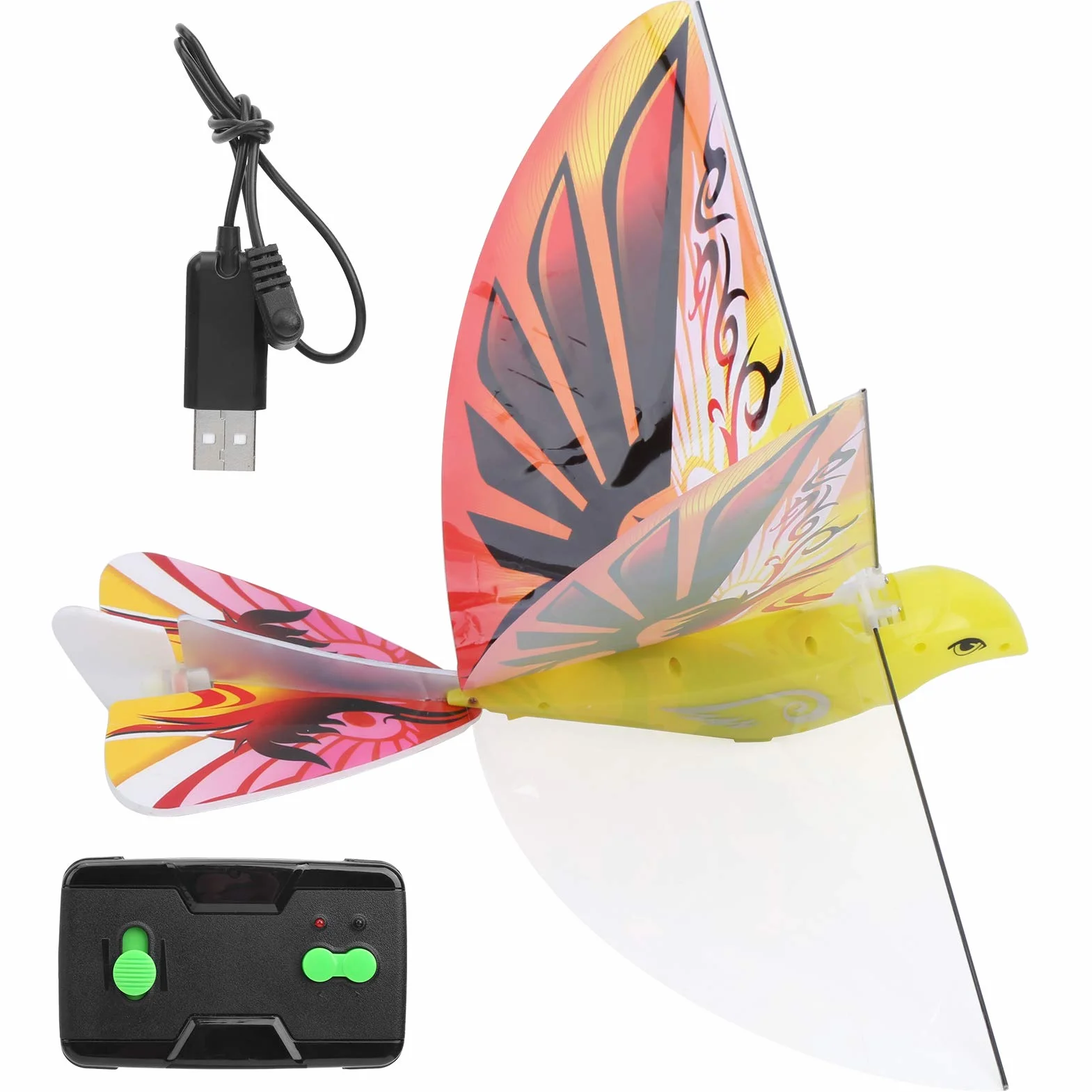 Airshi E-Bird Giocattolo Volante, Giocattoli RC Giocattolo Divertente Uccello Volante RC 2 Telecomando 4ghz 21 X 27 Cm / 8,3 X 10,6 Pollici Materiale EPP per Interni Esterni