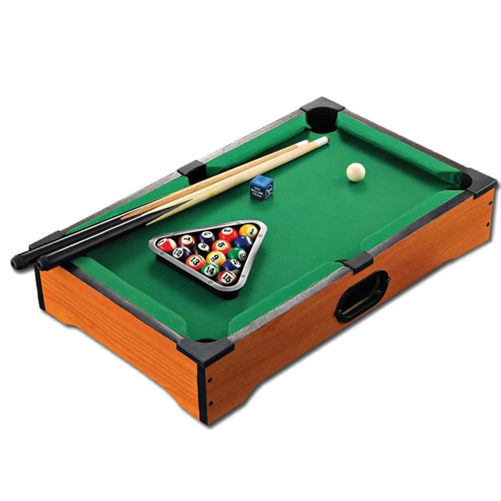 BAKAJI Carambola da Tavolo con Stecche e Palle con Triangolo, Biliardo da Casa con Palline e Accessori per Adulti e Bambini, Gioco di Società Idea Regalo con 6 Buche, 36 x 24 cm