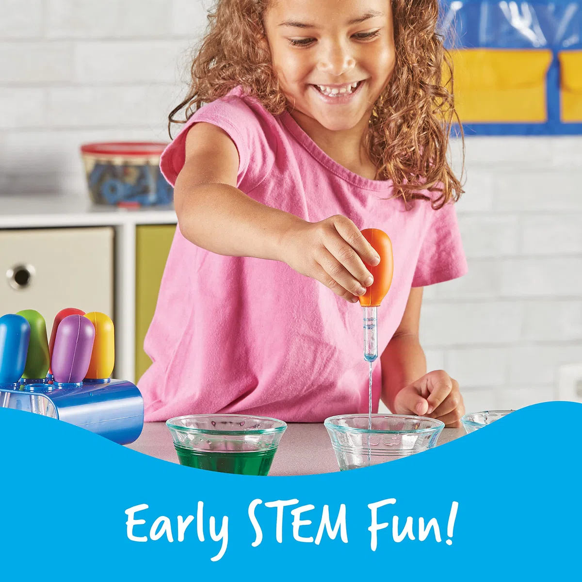 Learning Resources Contagocce Jumbo con Supporto Primary Science, Pipette Bambini, Giochi Causa Effetto, motricità fine, 3 Anni