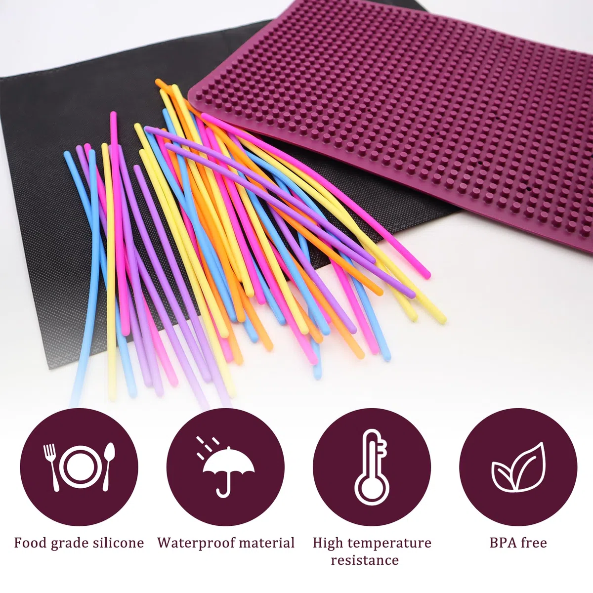 OMJMYY Sensory Activity Board 20 x 29.5 cm Tavola da attività Sensoriale Silicone Fidget Toy con Borsa da Viaggio e 40 Corde per Bambini e Adulti ADHD Ansia Stress Autismo (Rosso Scuro)