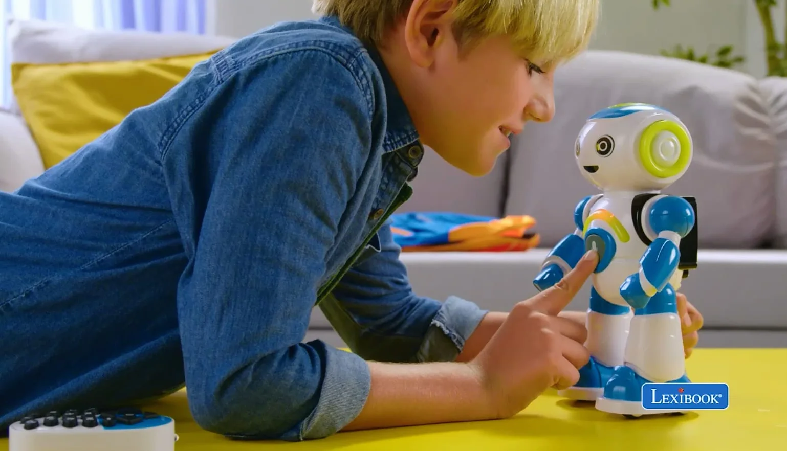 Lexibook Jr. Robot intelligente che legge nei pensieri giocattolo per bambini e bambine, Powerman Junior danza suona musica quiz animali karaoke programmabile STEM Blu/Verde, ROB20FR