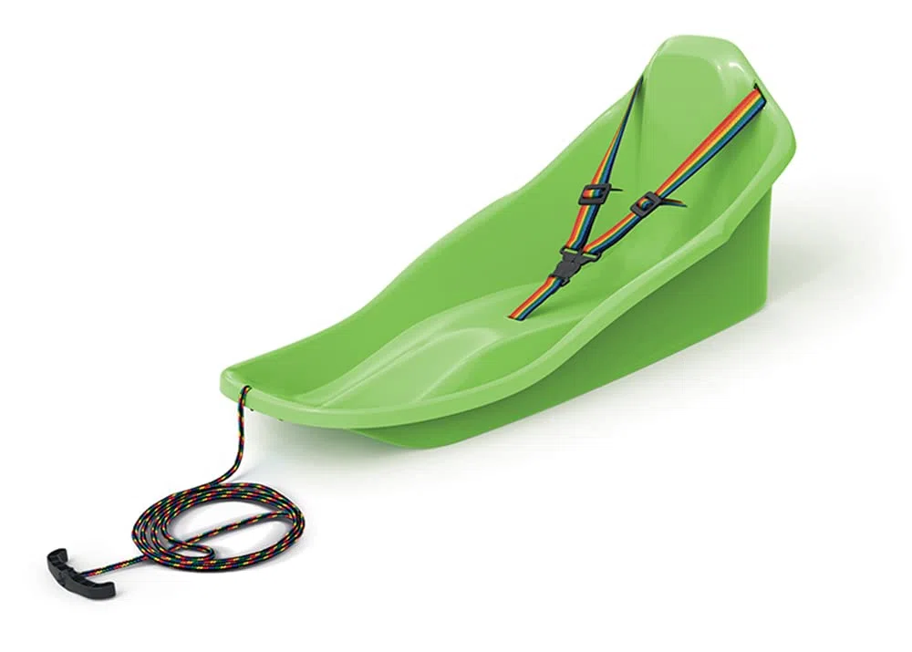 Slitta per bambini fino a 3 anni con schienale, cintura di sicurezza e fune di trazione, per bambini bob, slittino da neve TOPO 72 x 37 cm