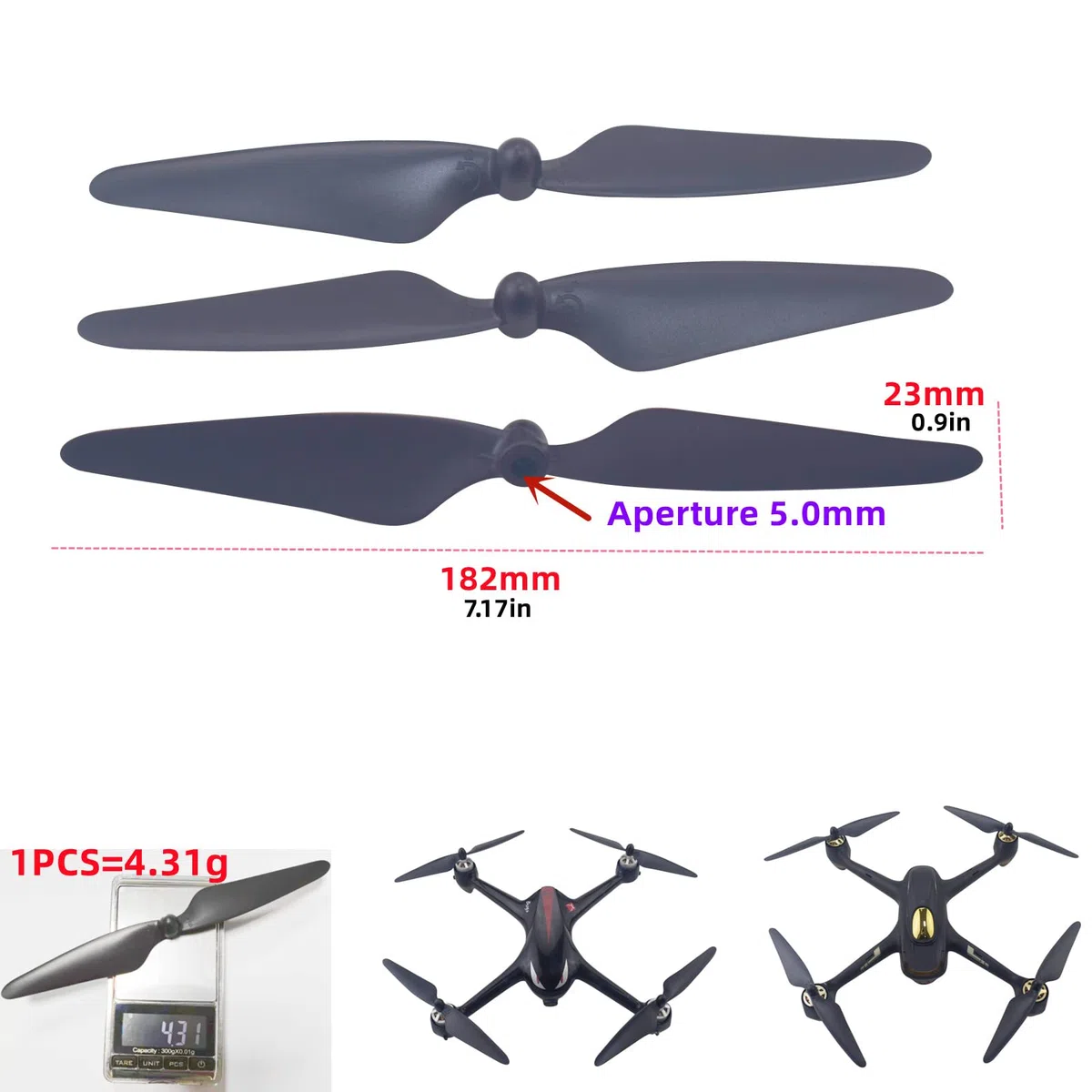 20PCS elica accessori per MJX Bugs 3 PRO B3 PRO HS700 Brushless Quadcopter Pezzi di Ricambio Droni Blade- Nero
