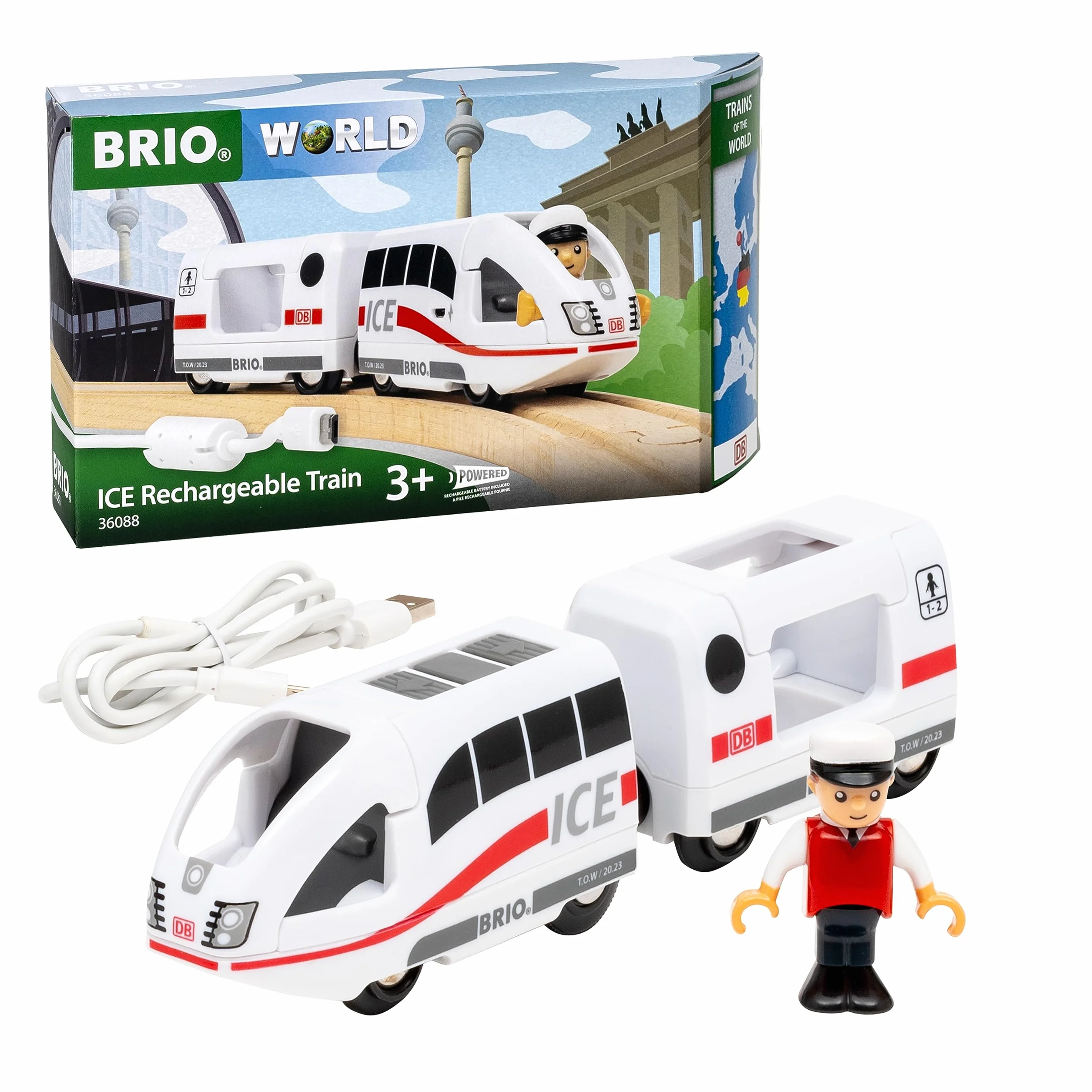 BRIO World - 36088 Trains of the World ICE Accurate Travel Train - Locomotiva giocattolo a batteria per bambini dai 3 anni in su