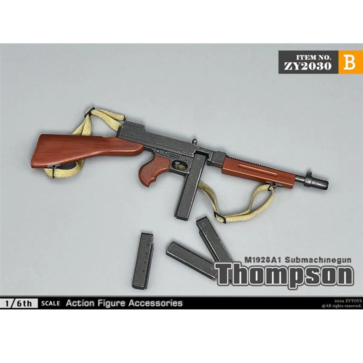 HiPlay ZYTOYS, Thompson Mitragliatore ZY2030B, accessorio per figura in scala 1/6 per figura da collezione da 30,5 cm