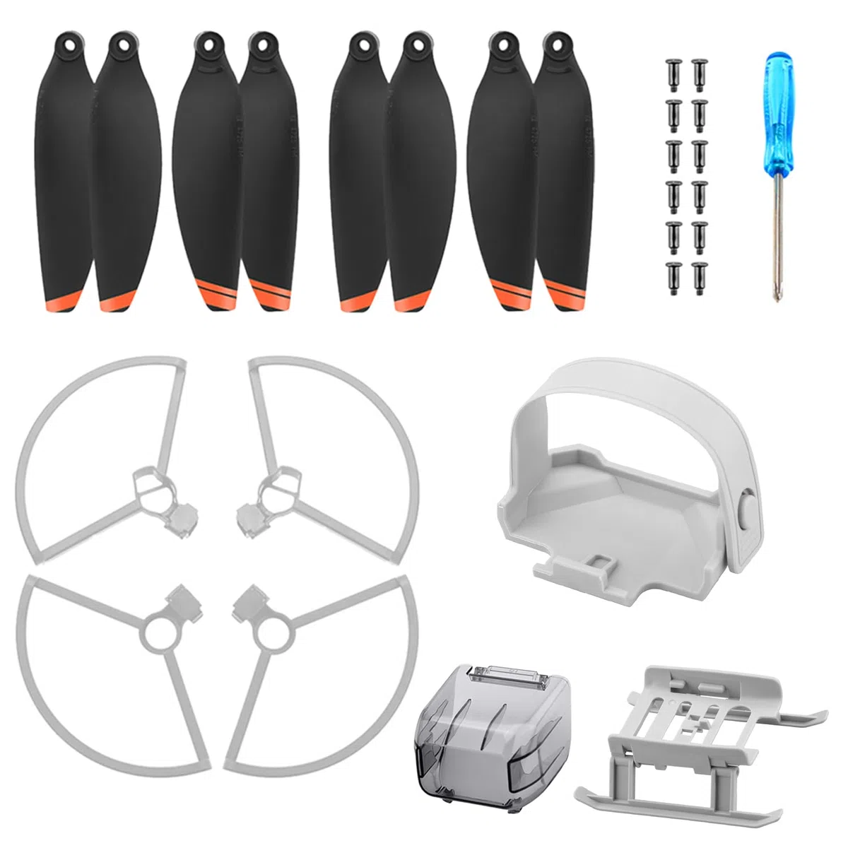 Drone Accessori per DJI Mini 4K/2/2 SE, 8 Drone Eliche di Ricambio, 4 Elica Protector, 1 Elica Supporto, 1 Estensioni pieghevoli, 1 Gimbal Protector
