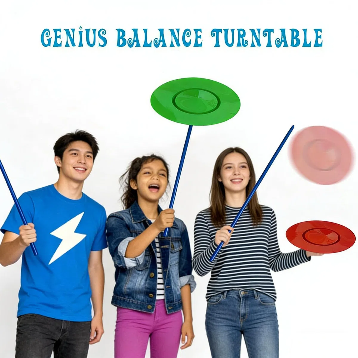 Set di 6 piatti rotanti in plastica con 12 bastoncini, accessori per giocoleria acrobatica da circo, set da gioco colorato per feste per adulti e principianti