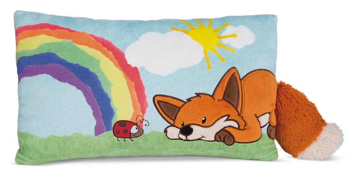 NICI Cuscino Volpe Fridalie 43 x 25 cm Blu - Soffice Cuscino in Materiale sostenibile per Bambini, Bambine, Neonati e Amanti dei Peluche - Ideale a casa, all'asilo o in Viaggio