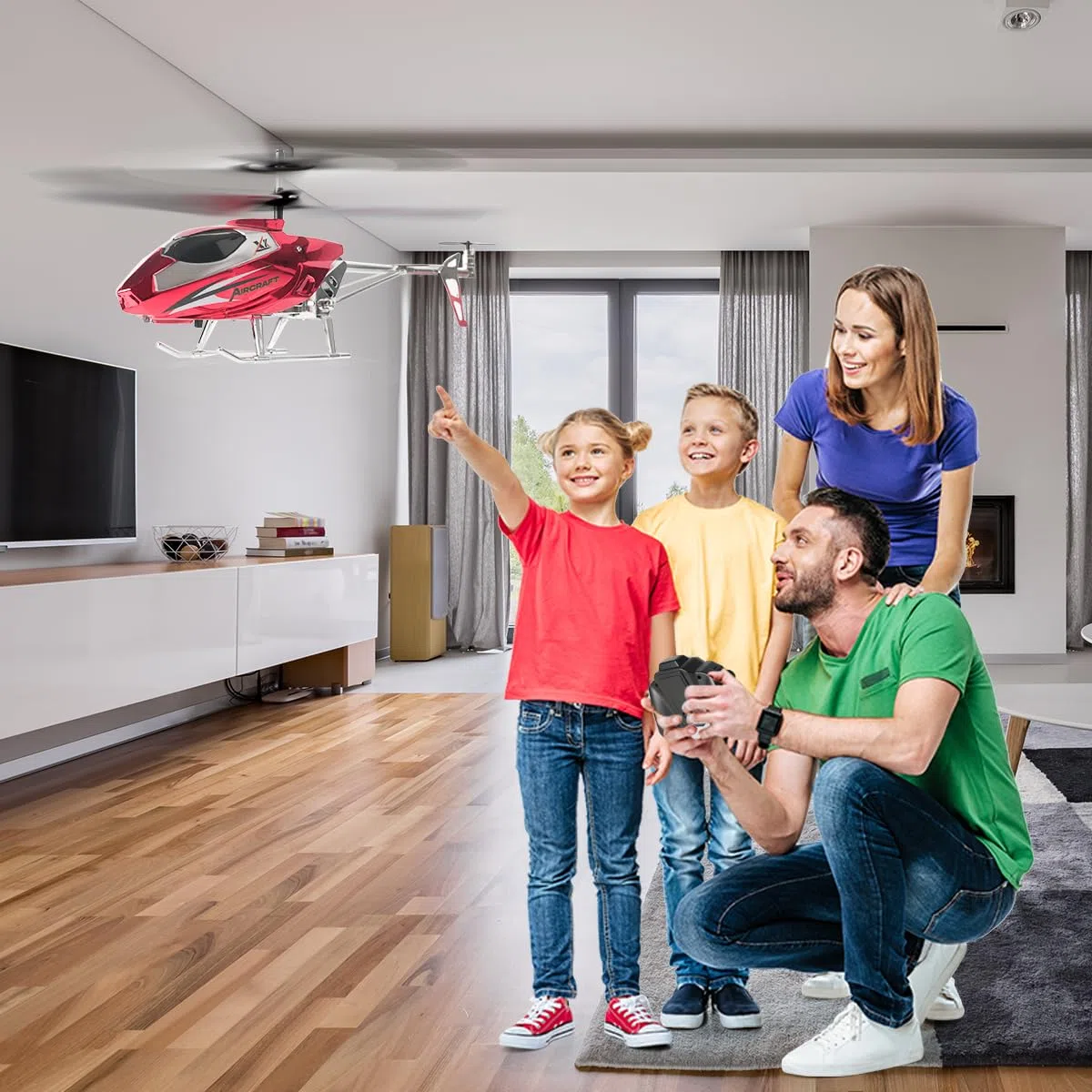 VATOS Elicottero RC Elicottero telecomandato 2.4G con luce LED, altezza fissa, decollo con un solo tasto, aerei RC per interni festival per ragazzi ragazze