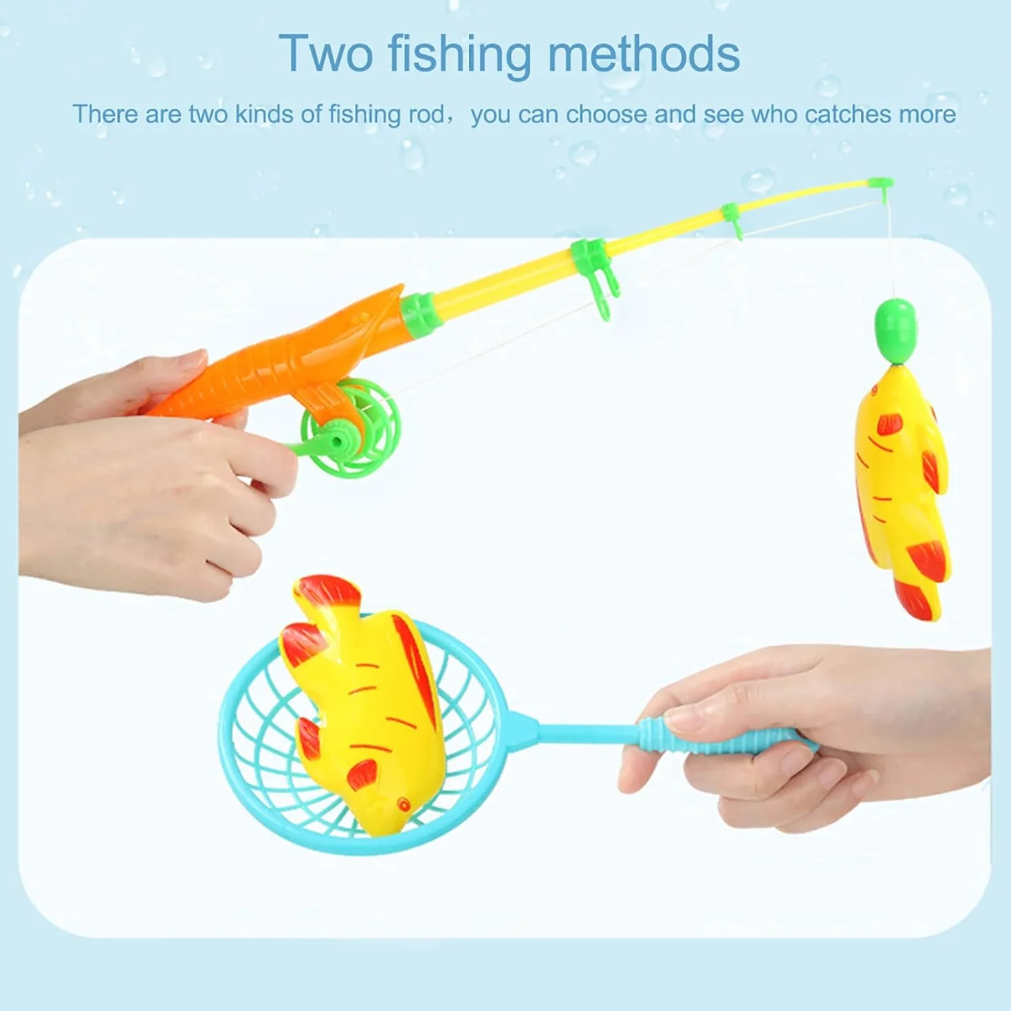 Set di 40 giocattoli da pesca magnetici per bambini con canna da pesca e rete, pesci galleggianti in plastica per vasca da bagno