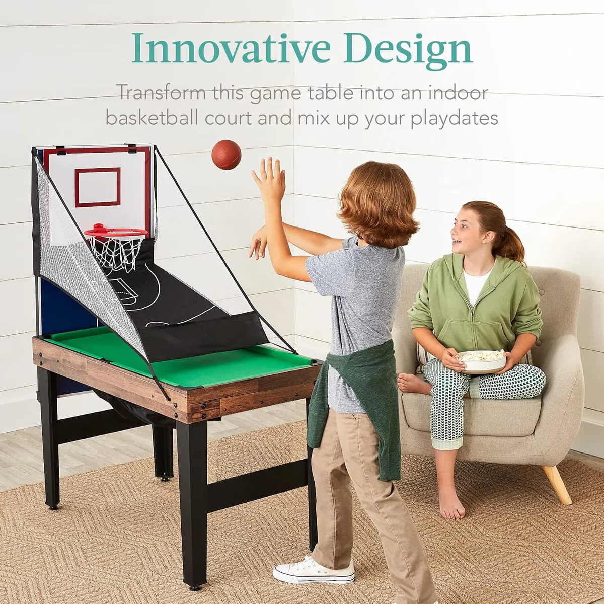 4FT Tavolo da Biliardo Portatile in Legno - Set Fisso Salvaspazio per Bambini - Mini Tavolo da Gioco Con Tutti Gli Accessori