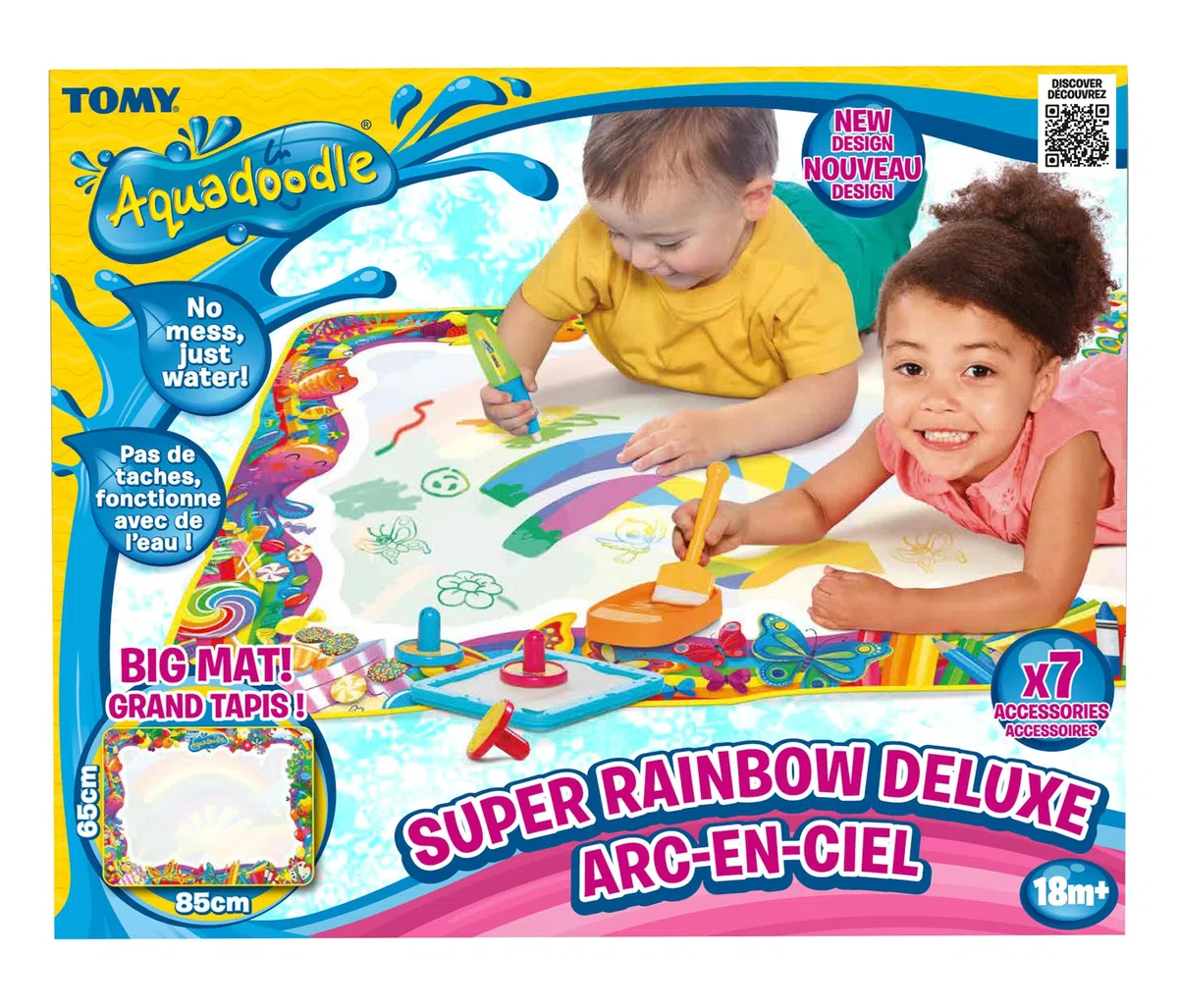 Aquadoodle Super Rainbow Deluxe Large Water Doodle Mat, Official TOMY No Mess Colouring & Drawing Game, Suitable for Toddlers and Children From 18 Months