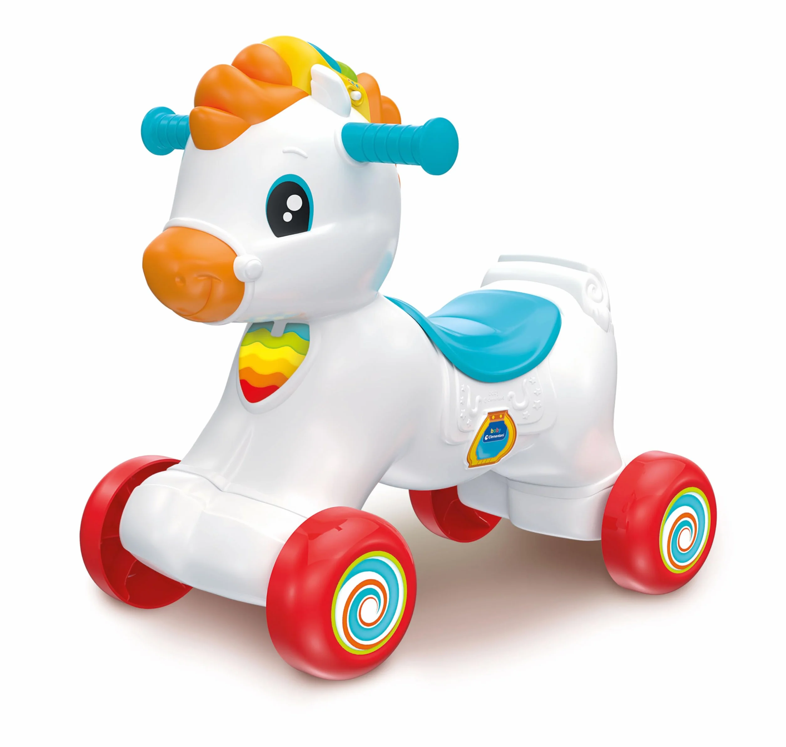 Baby Clementoni - Martino il Cavallino, Ride On 3 in 1 Educativo Bambino 12-36 Mesi, Gioco Parlante Italiano e Inglese, Giocattolo Primi Passi con Suoni e Luci, Made in Italy, Lingua Italiana, 17854