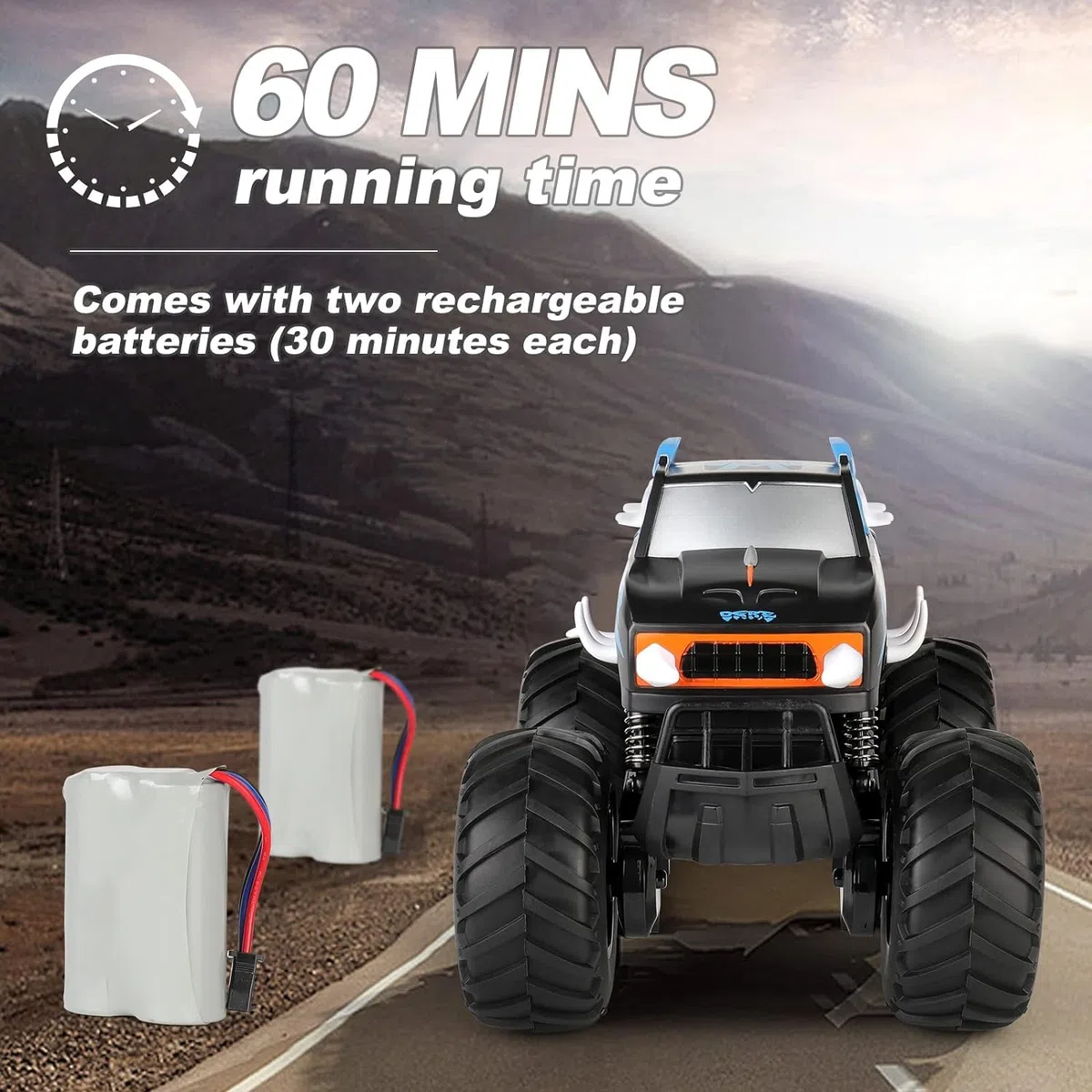 Macchina Telecomandata Bambini Monster Truck Anfibio Telecomandato 1:16 4WD Off-Road Auto RC 2,4 GHz Monster Truck Radiocomandato con due batterie Regalo di per Ragazzi Ragazze 4 5 6 7 8 anni