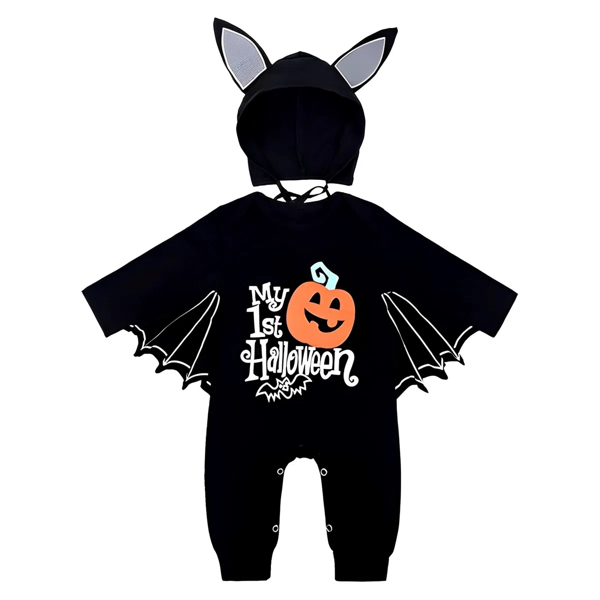 Bambino Halloween Pipistrello Costume, Pipistrello Pagliaccetto Baby, Pagliaccetto Bambino Cosplay Costume, Halloween Costume Con Cappello, Adatto a Bambini di 0-7 Mesi, Unisex