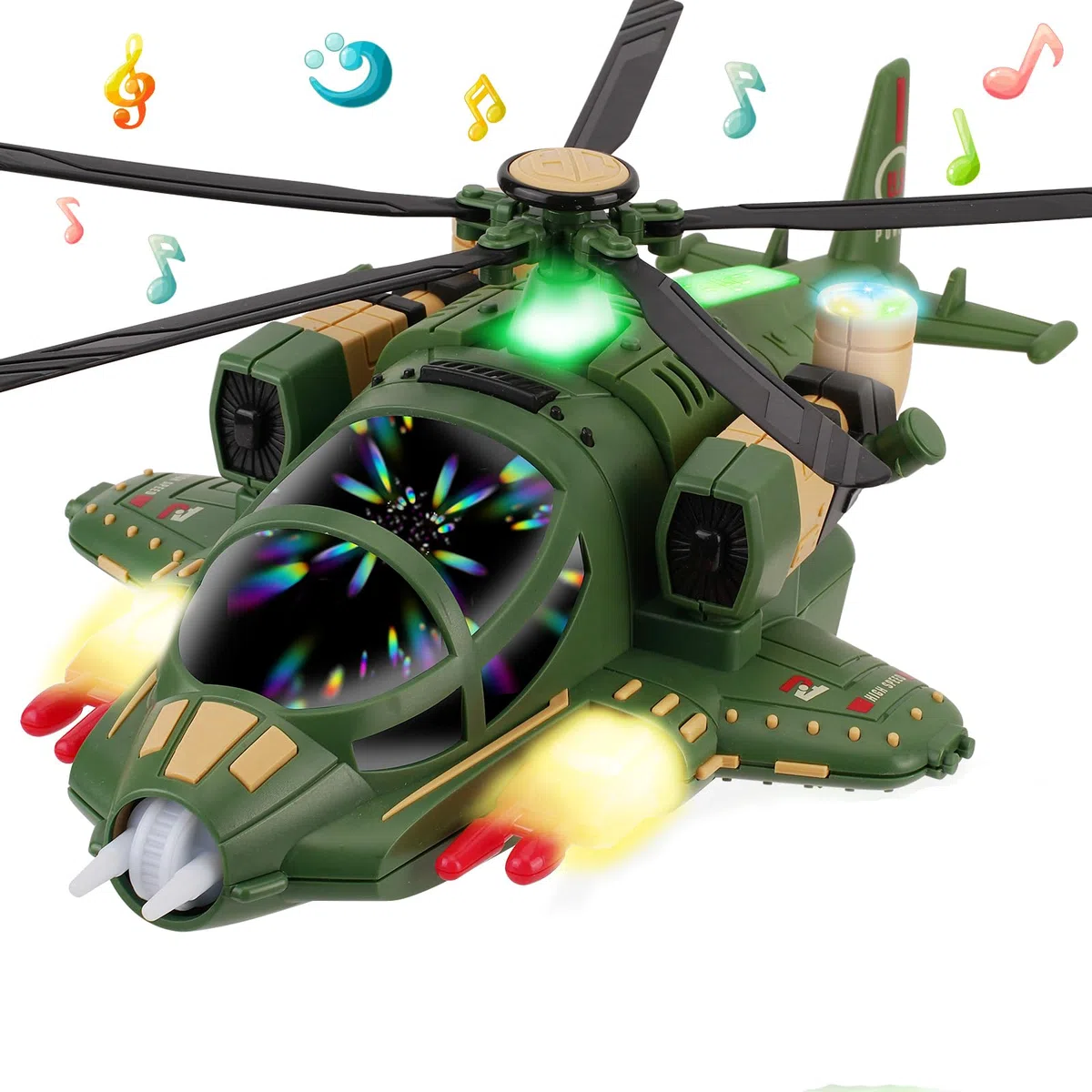 Elicottero Giocattolo, Aeroplano con Funzione di Luce e Vocale, Regali di Compleanno ad Elica (Green)