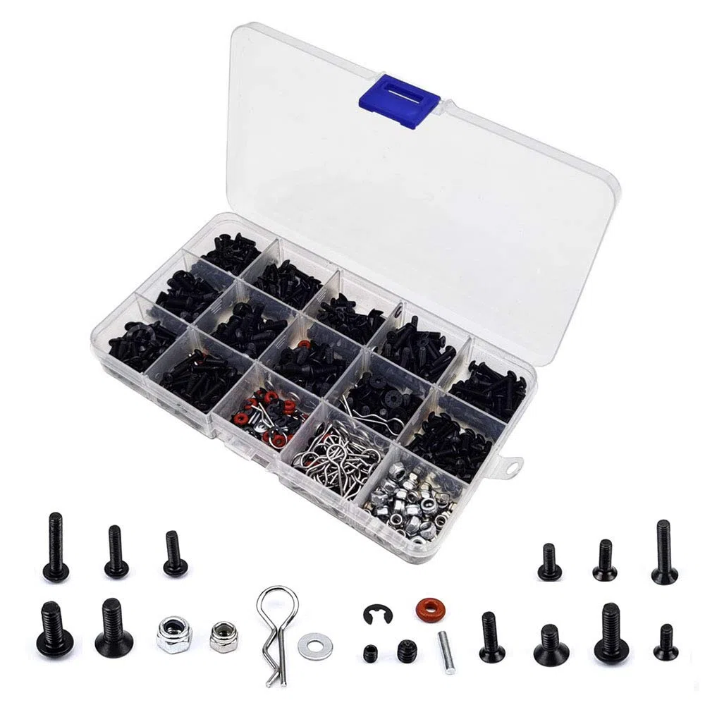 500pcs Kit Viti per Auto RC M3 / M4 / E Fibbia/Fibbia a Conchiglia/Dadi/Viti esagonali/Tappi Kit di Strumenti di Riparazione RC per HSP/Wltoys/Traxxa Scale RC Auto