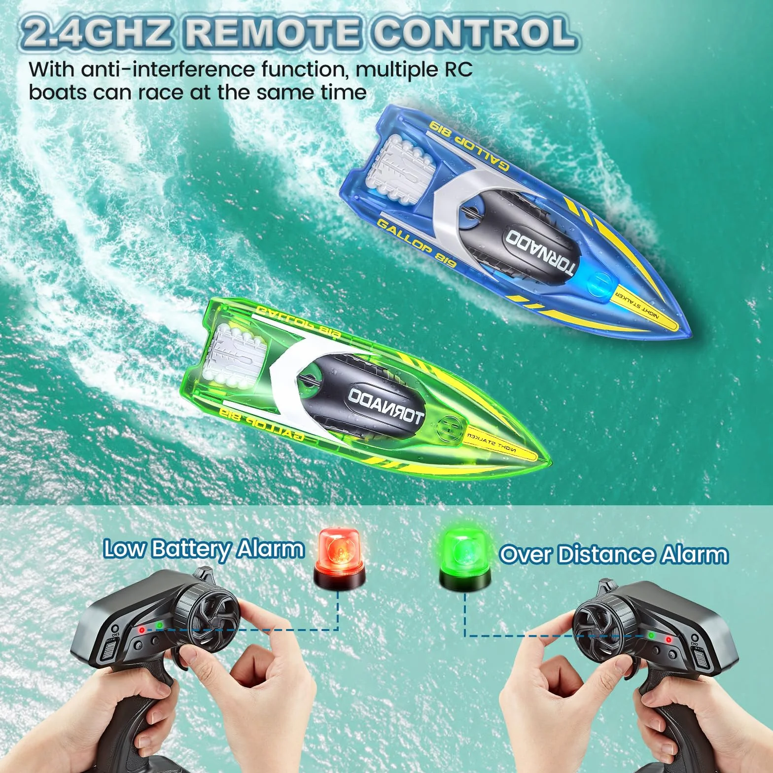 JONRRYIN Barca Telecomandata per Bambini, Impermeabile Barca RC con Luce LED, 2,4 GHz Motoscafo Elettrico per Piscine e Laghi per Bambini Adulti