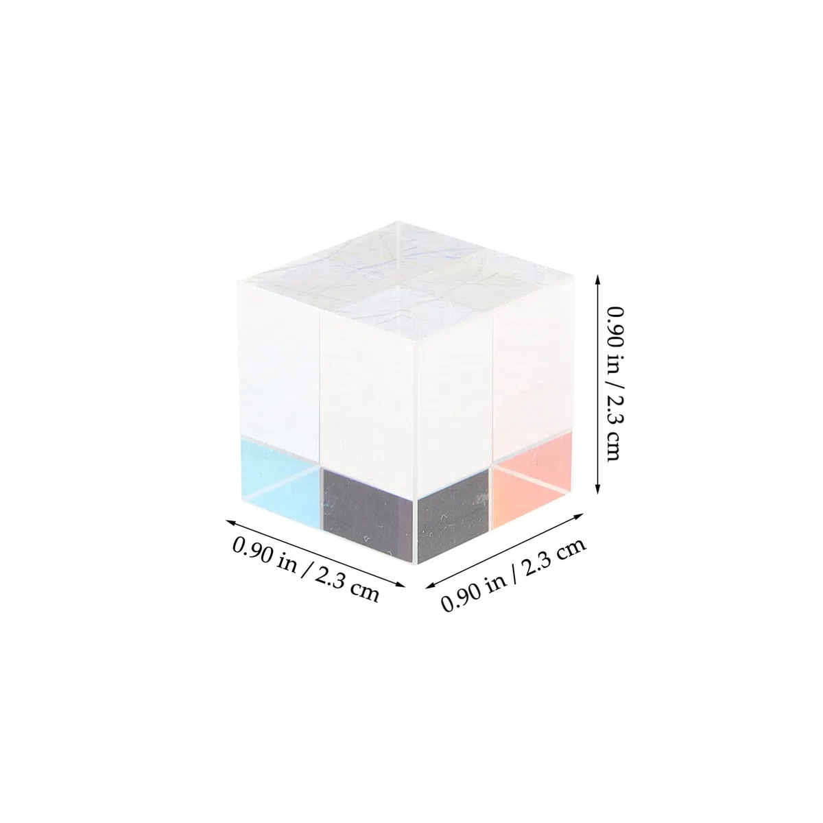 UKCOCO Optical Glass RGB Dispersion Prism Cube for Physics Teaching Decoration Arts with Delicate Box 2.3x2.3x2.3cm Decor Crystal Ball