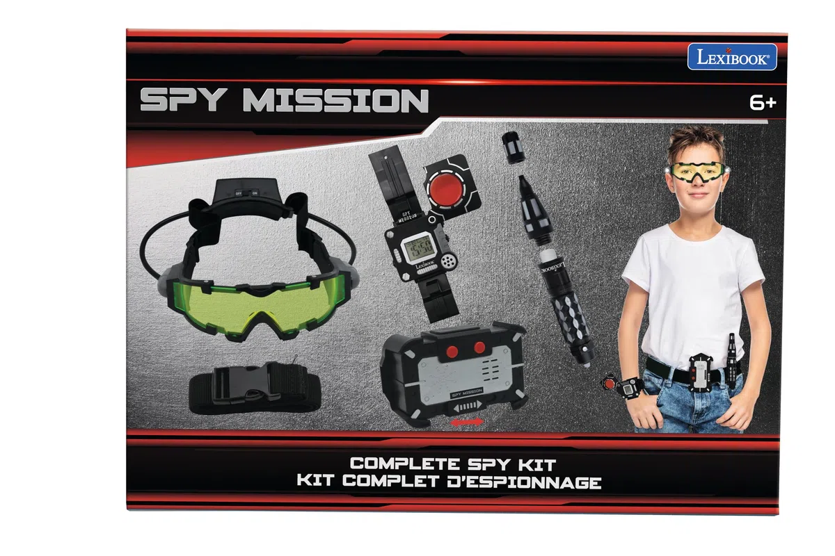 Lexibook, Spy Mission, Kit Completo da Spia (Penna a Inchiostro Invisibile, cambiavoce, Occhiali per la Visione Notturna, Orologio decodificatore), per Bambini, RPSPY10