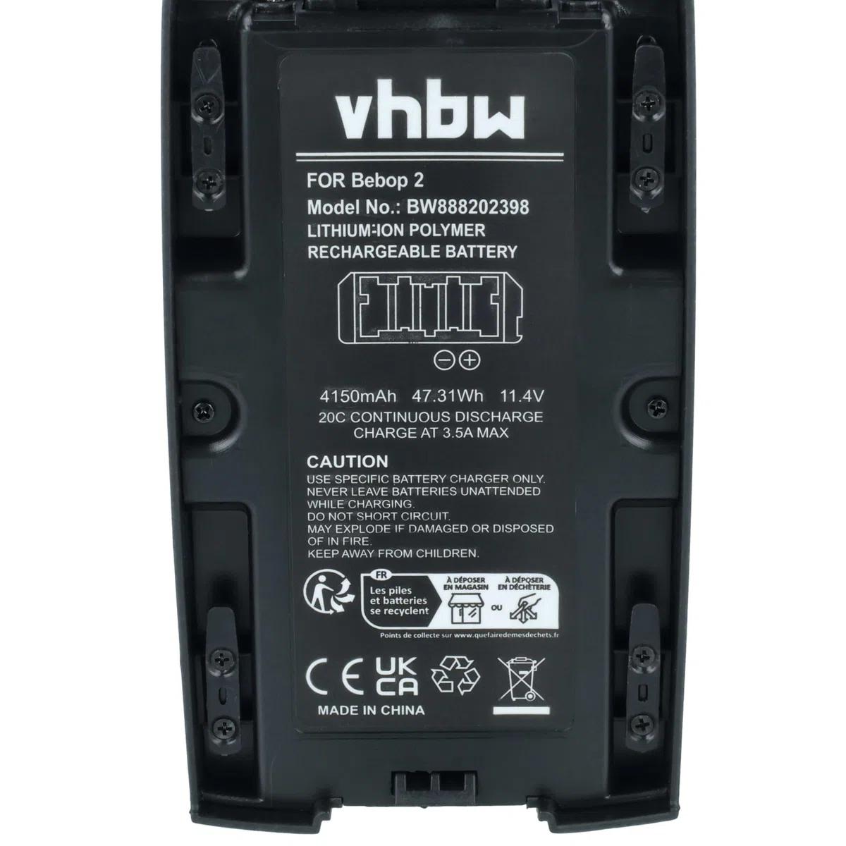 vhbw batteria compatibile con Parrot Bebop 2 Power drone quadricottero multicottero (4150mAh, 11,4V, Li-Poly)