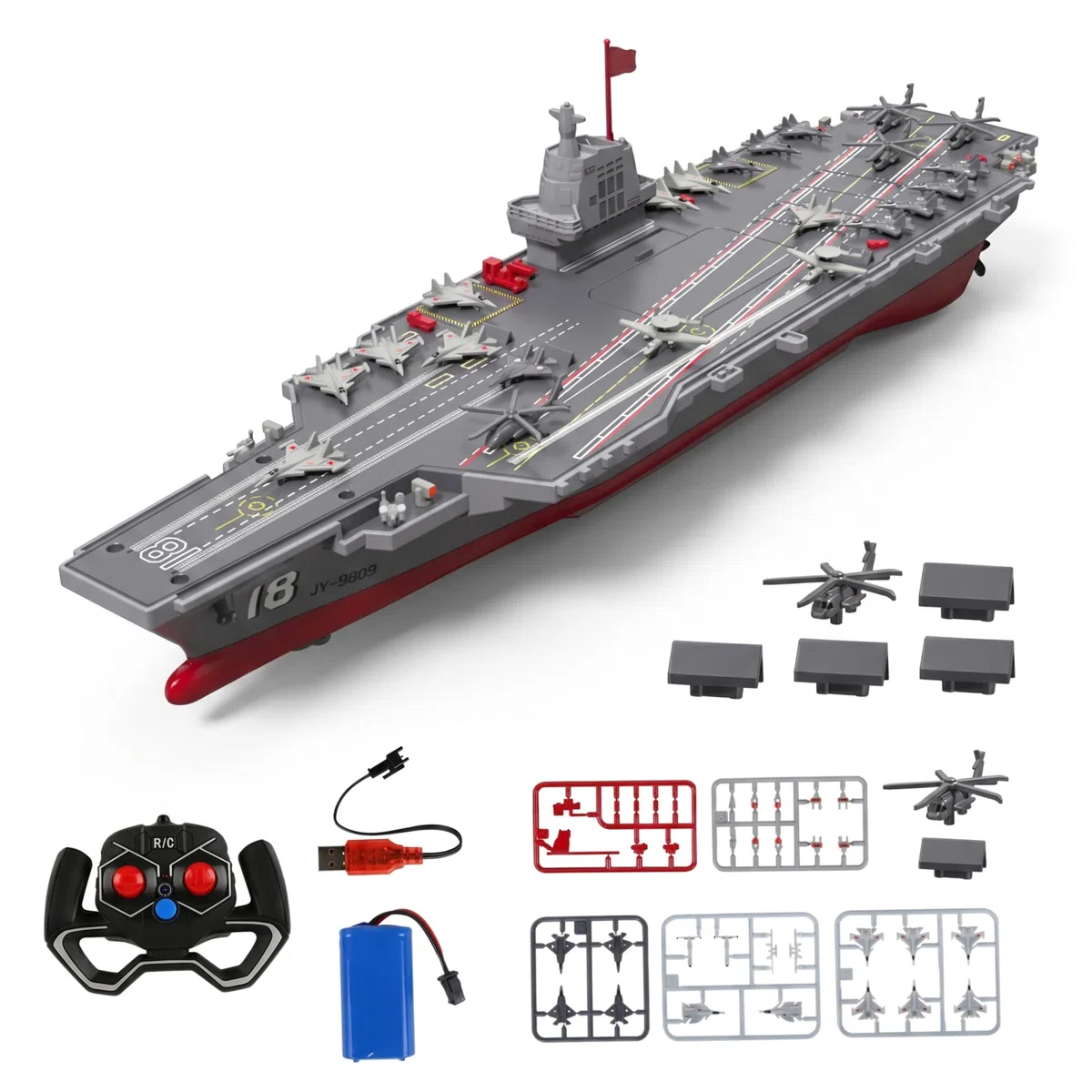 Barca telecomandata per Bambini, Nave da Guerra RC da 2, 4 g con interruzione di Sicurezza per l'acqua Corazzata RC Ricaricabile Tramite USB per Cortile, Piscina, Spiaggia, corazzata
