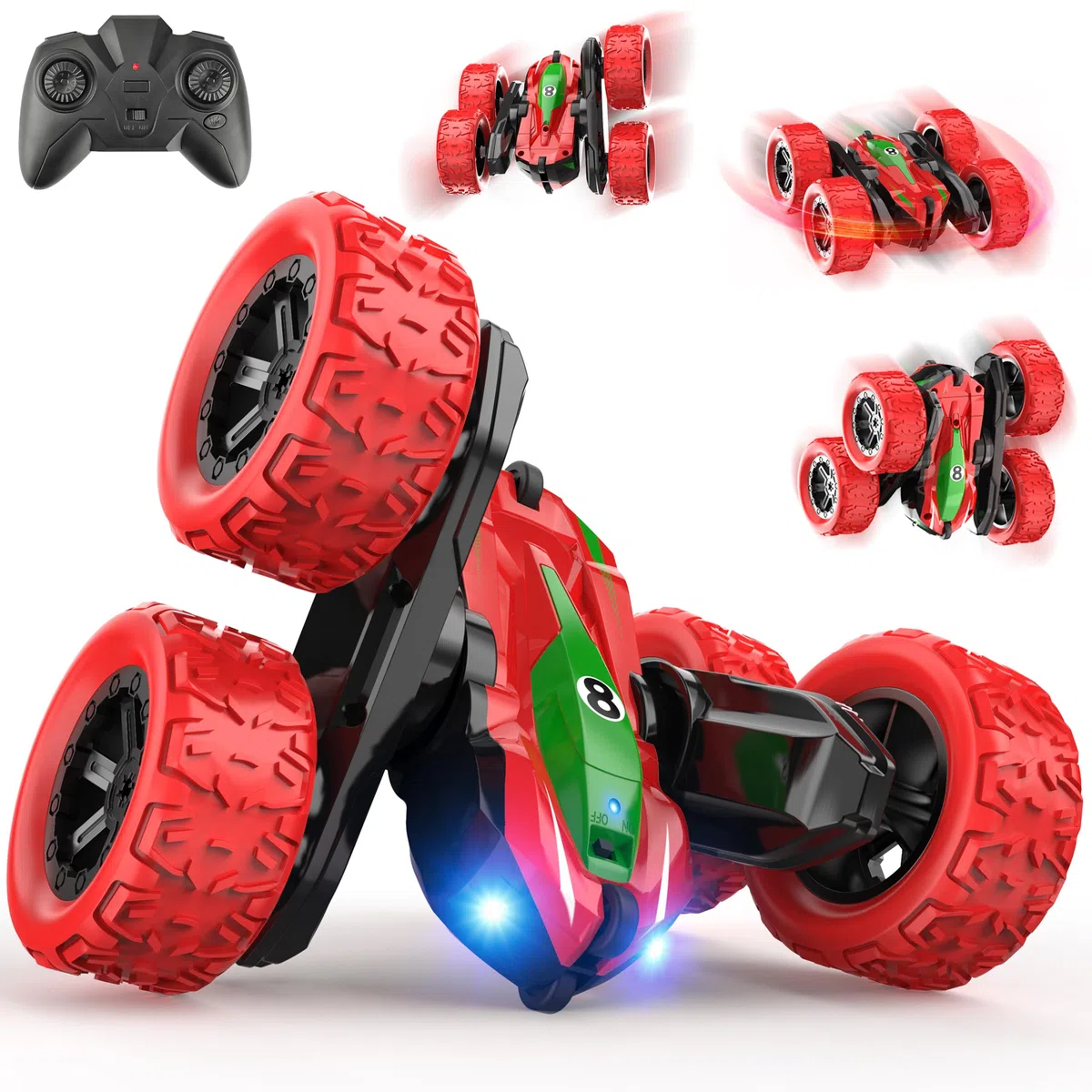 Macchina Telecomandata per Bambini, 4x4 RC Auto Radiocomandata Acrobatica con Luce Giochi Bambini 3 4 5 6 7 8 Anni All'aperto Esterno Macchinine Giocattoli Regalo Compleanno Natale Bambino Bambina