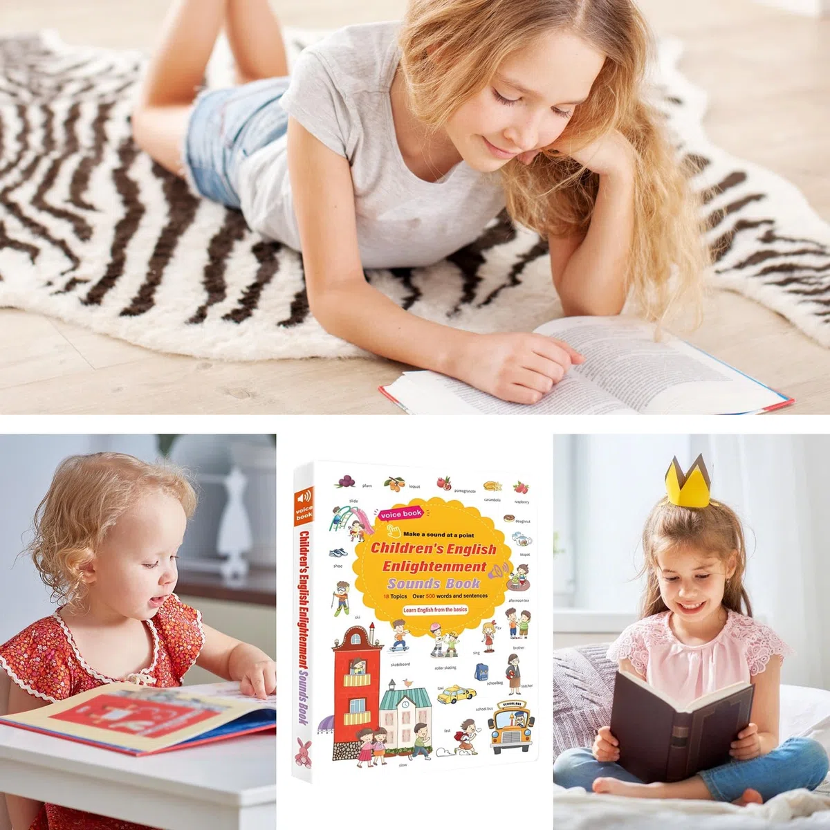 Libri Interattivi Sonori in Inglese,Giocattolo Educativo con 500+ Parole | Libri sonori interattivi - per la scuola, la classe, la biblioteca, il momento del gioco, la nanna e lo sviluppo del linguagg