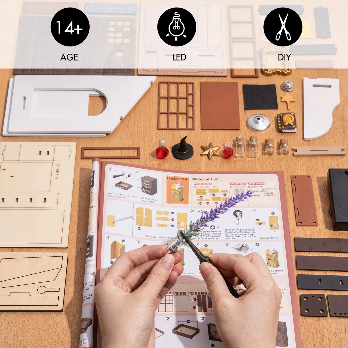 Rolife DIY Miniature House Modellismo Casa in Miniatura da Costruire con Luci LED Modellismo da Costruire Adulti 3D Puzzle Legno Diorama Kit Fai Da Te Regali Bricolage Adulti Insegnante Bimba Femmina