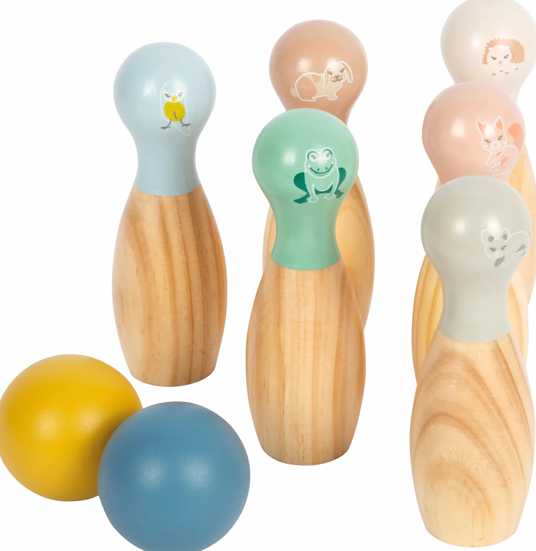 small foot Bowling "Garden Buddies" in legno, gioco dei birilli con motivi animali, bowling per bambini dai 3 anni, 12644