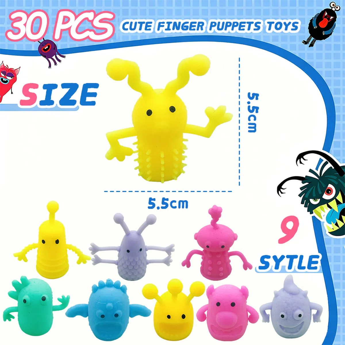30pcs Bambole da Dito, Marionette da Dito per Mostro Occhio Marionette da Dito, Perfetto per Festival, Festa di Cosplay, Festa di Pasqua, Colore casuale