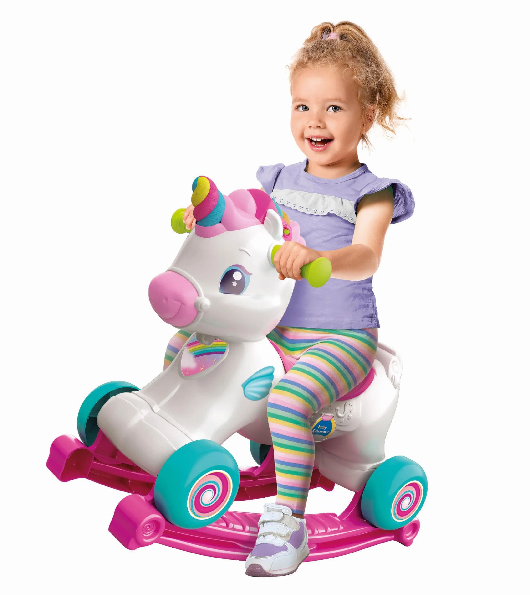 Baby Clementoni - Nuvola Dolce Unicorno, Ride On 3 in 1 Educativo per Bambino 12-36 Mesi, Gioco Parlante in Italiano e Inglese, Giocattolo Primi Passi con Suoni, Luci e attività Educative, 17855